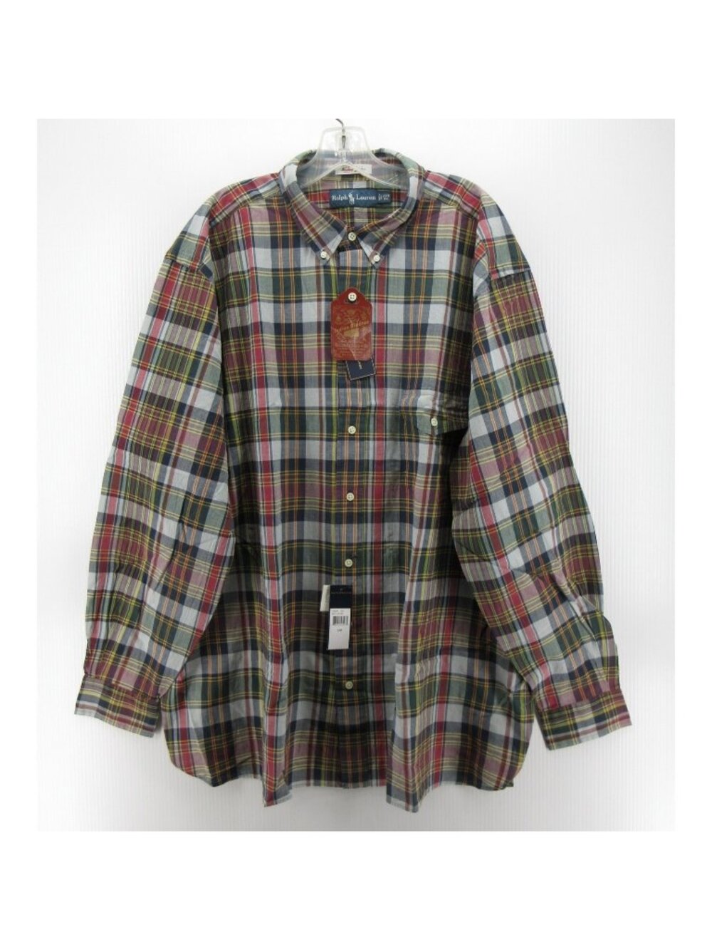 Ralph Lauren Shirt 2XB Big Bleeding Madras Plaid Button Down Woven